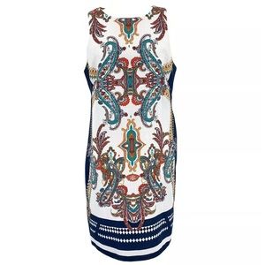 SLNY Dress Shift Sleeveless Ivory Print : SZ. 10